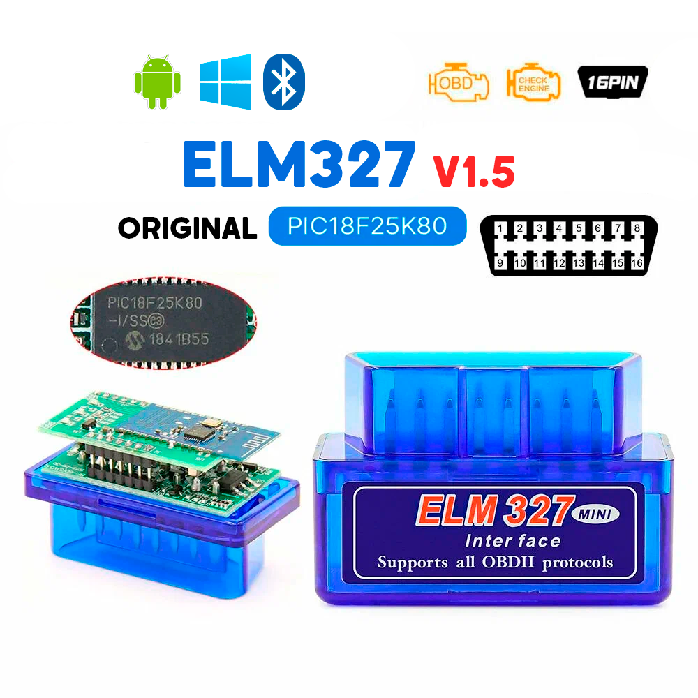 OBD2 Автосканер ELM327 v1.5 PIC18F25K80 KINGBOLEN