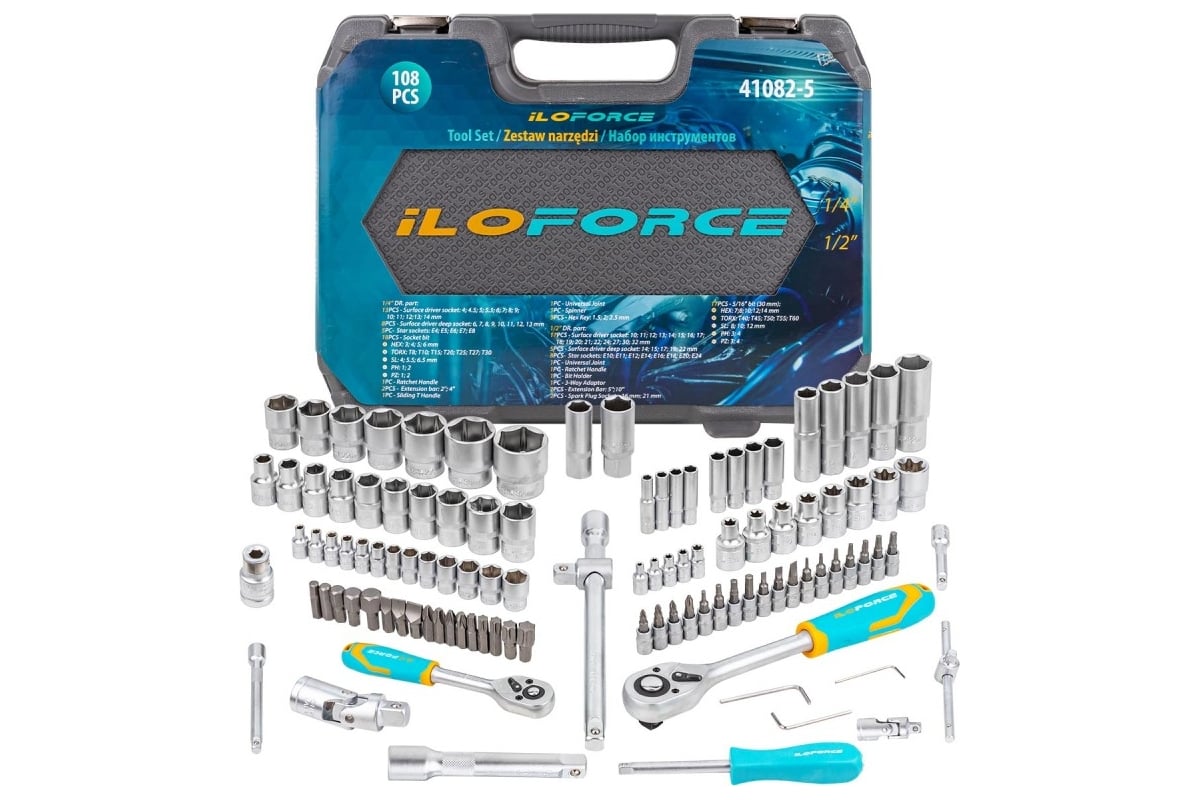 108 ნაჭ. ხელსაწყოების ნაკრები ILOforce IF-41082-5