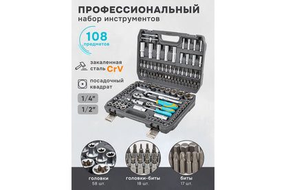 108 ნაჭ. ხელსაწყოების ნაკრები ILOforce IF-41082-5