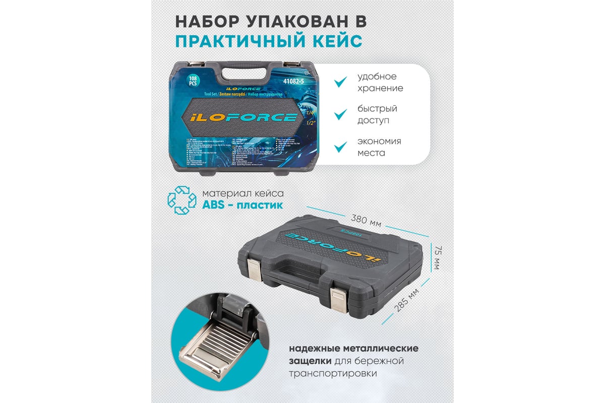 108 ნაჭ. ხელსაწყოების ნაკრები ILOforce IF-41082-5
