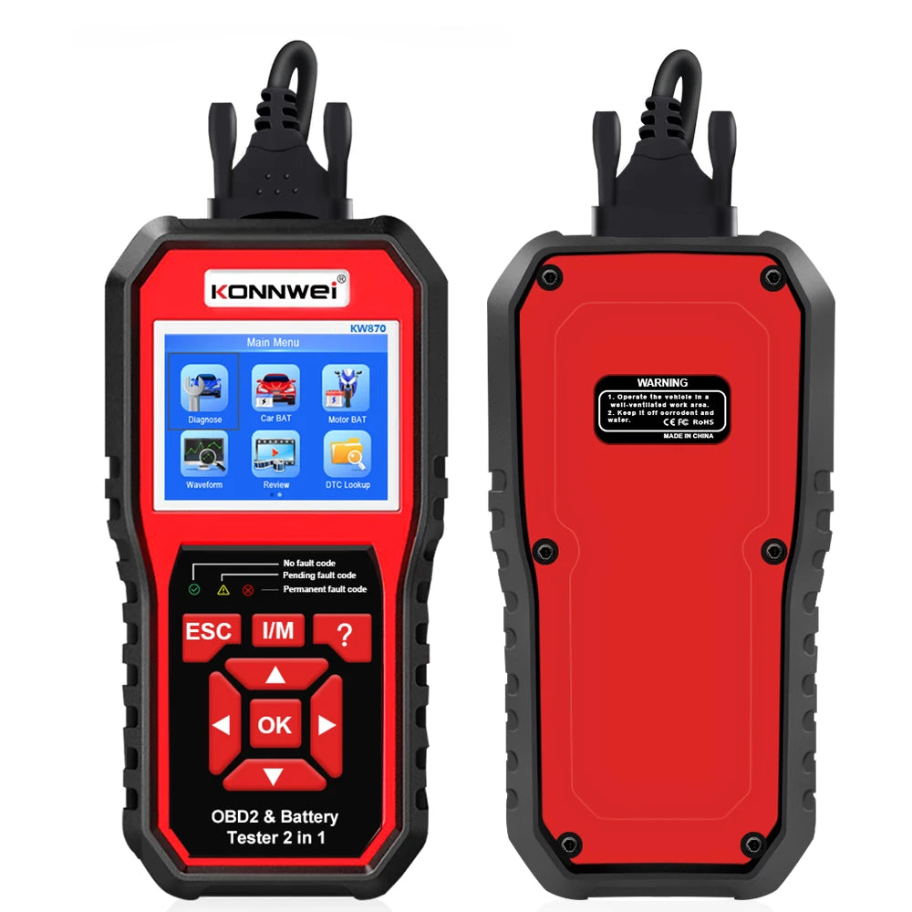 OBD2 ავტოსკანერი და აკუმულატორის ტესტერი Konnwei KW870